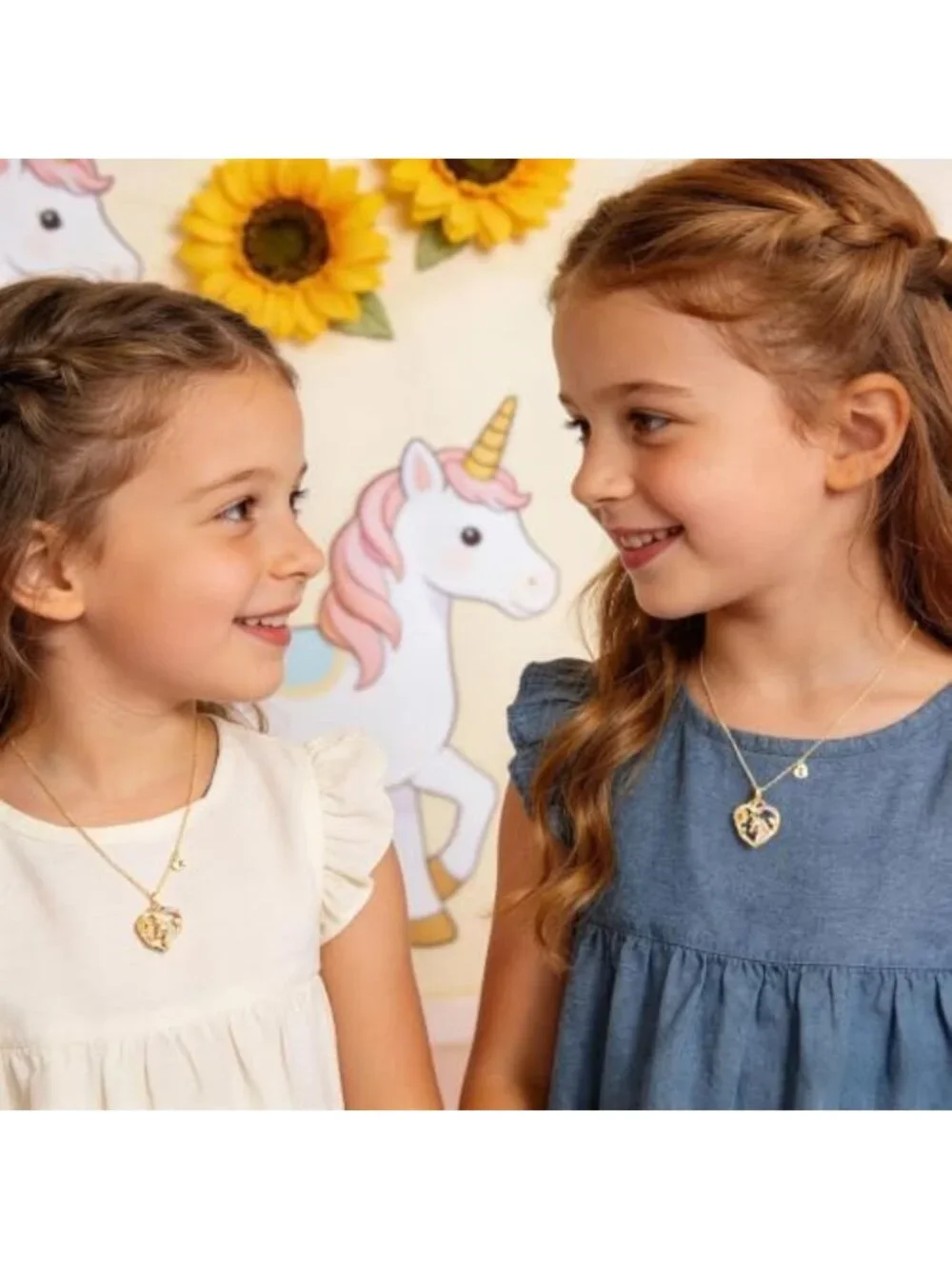 Sunflower Unicorn Initial Necklace - Perfect Gift for Girls & Kids, Cute Jewelry